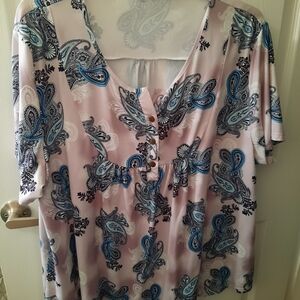 Women’s Pink Paisley Short Sleeve Top